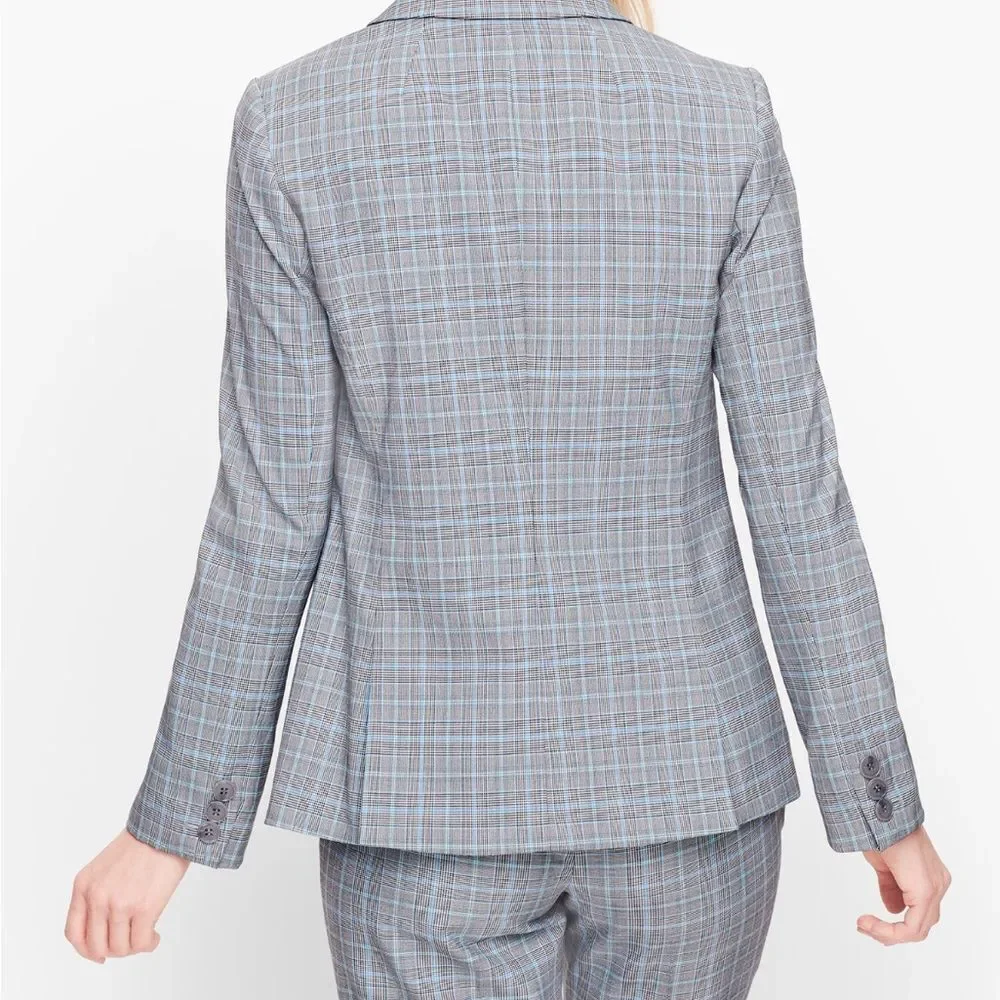 Talbots Springtime Plaid Blue Two Button Blazer | Size 14W